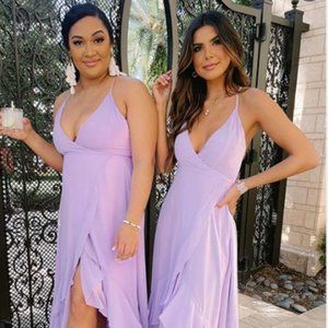 Twilight Disco Purple Wrap High Low Maxi Dress